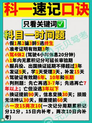 【驾考技巧】科目一时间年份判断题口诀，火速码住！